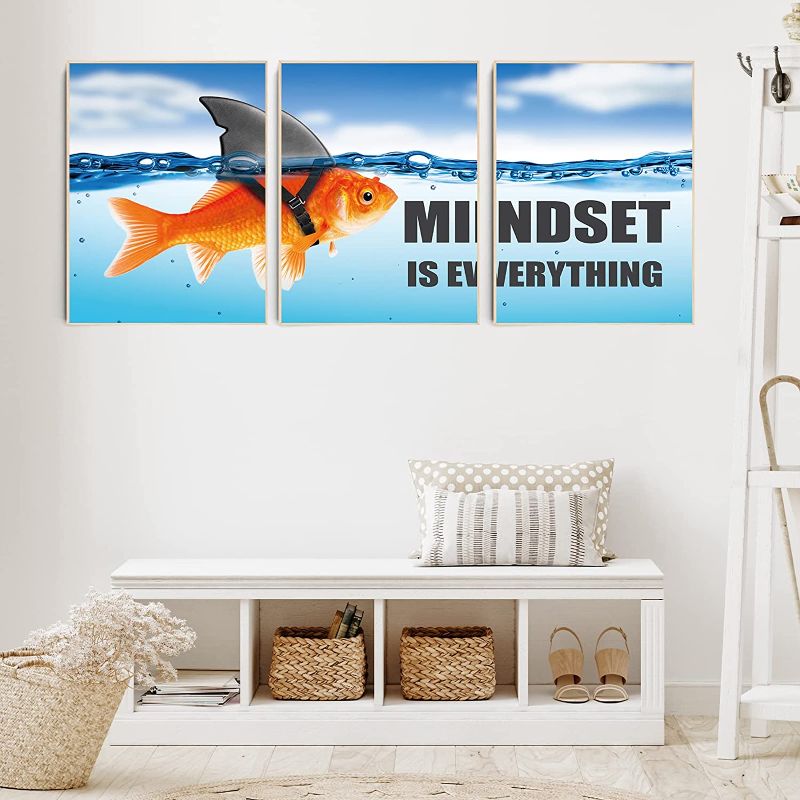 Photo 1 of Motivational Office Wall Decor Framed, Inspirational Canvas Wall Art Living Room Bedroom Paintings Growth Mindset is Everything Goldfish Art Positive Quotes Wall Decor
-FACTORY SEALED BOX-