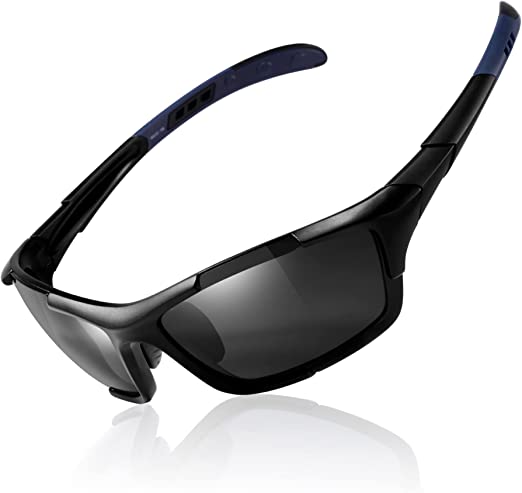 Photo 1 of JON&JONEY Polarized Sports Sunglasses Men's Riding Running Beach Volleyball Tennis TR Anti-UV Black Gray Water Silver
