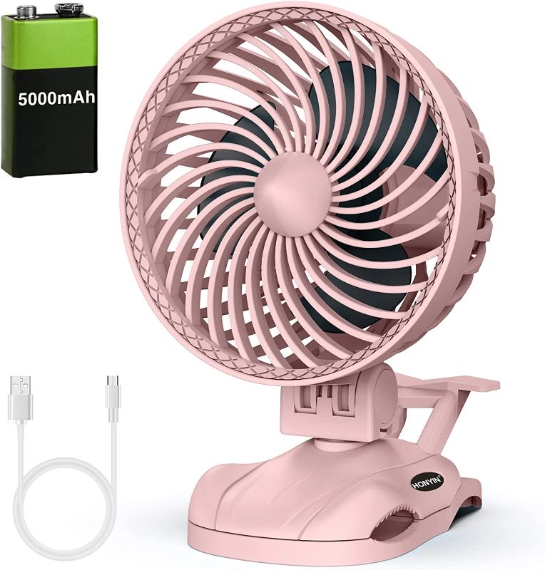 Photo 1 of 5000mAh Rechargeable Battery Operated Clip on Fan, 6'' CVT Small Desk Fan with Sturdy Clamp, Quiet Operation, Little Personal Cooling Fan for Bedroom Stroller Office Treadmill