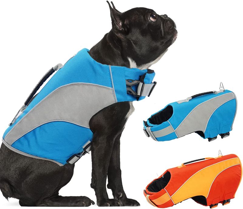 Photo 1 of  Dog Life Jacket Reflective Dog Life Vests for Boating Swimming Dog Floatation Vest Life Preserver for Dogs with Rescue Handle Dog Swimsuit with Enhanced Floating for Large Dogs