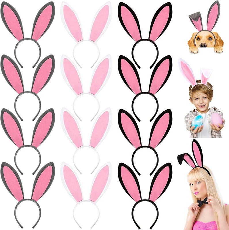 Photo 1 of 12Pcs Halloween Bunny Ears Headband Plush Rabbit Ears Headband Cosplay Halloween Christmas Party Favor