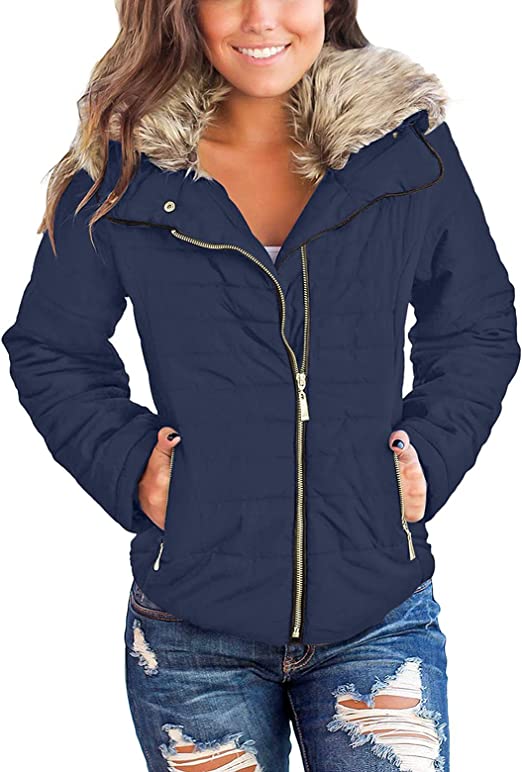 Photo 1 of GRAPENT Women's Casual Faux Fur Lapel Quilted Jacket Zip Pockets Warm Puffer Coat
, SIZE XL 