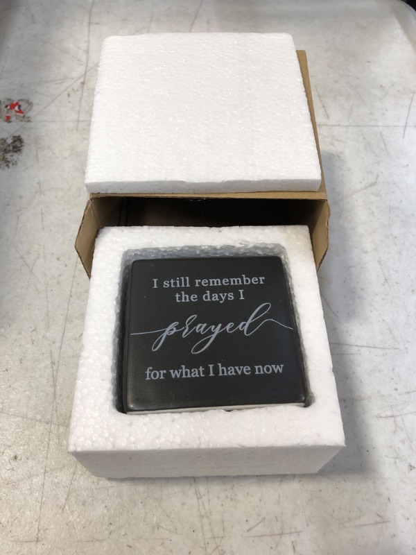 Photo 2 of HOME SMILE I Still Remember The Days I Prayed for What I Have Now,Small Ceramic Box Sign-,3 x 3-Inches,Matte Black
