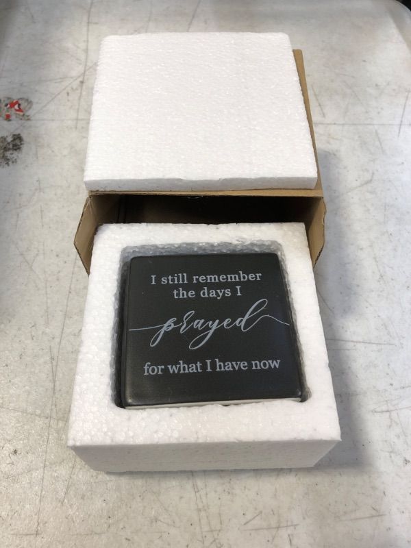 Photo 2 of HOME SMILE I Still Remember The Days I Prayed for What I Have Now,Small Ceramic Box Sign-,3 x 3-Inches,Matte Black

