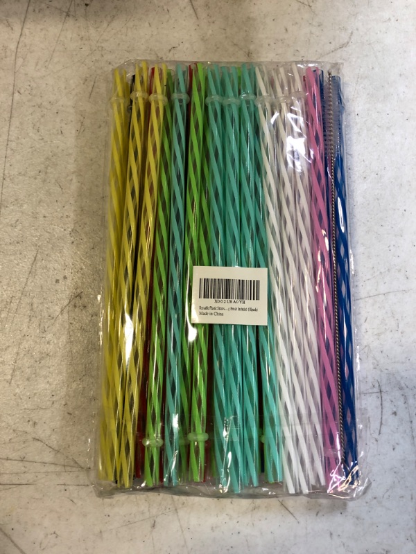 Photo 2 of 50 Pieces Reusable Plastic Straws. BPA-Free, 9 Inch Long Drinking Transparent Straws Fit for Mason Jar, Yeti Tumbler, Cleaning Brush Included
