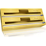 Photo 1 of ATIDIE 2 in 1 Bamboo Foil and Plastic Wrap Dispenser with Slide Cutter, Aluminum Foil/Wax Paper Dispenser for Kitchen Drawer and Storage, Compatible with 12" Roll
