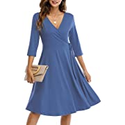 Photo 1 of CHARMYI Wrap Dress for Women Casual V Neck Floral Party Swing A-Line Faux Wrap Dresses Midi Length with Pockets SIZE MEDIUM

