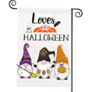 Photo 1 of AFNIRP Halloween Garden Flag Burlap Double Sided Pumpkin Witch Gnomes Halloween Yard Decorations 12×18 Inch Boo Ghost Spider Loves Halloween Rustic Farmhouse Halloween Flag Halloween Decor
