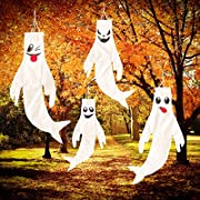 Photo 1 of Boerliqi Halloween Decorations Outdoor, 4 Pcs Halloween Ghost Windsocks Hanging Decorations Outside, 43 Inch Ghost Hanging Flags for Home Yard Halloween Party Decor Supplies