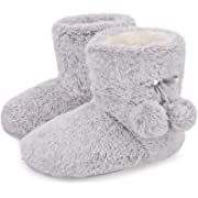 Photo 1 of DL Women's Cute Bootie Slippers Fluffy Plush Fleece Memory Foam Booties House Shoes Winter Booty Slippers with Pom Poms SIZE 7
