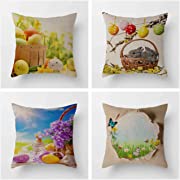 Photo 1 of 4-Pack Home Soft Print Pillow Comfortable Cushion Indoor Decorative Pillowcase for Living Room Sofa Bed Chair car Bedroom (Easter), A-001
