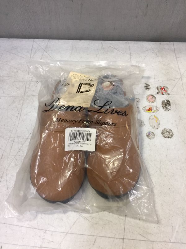 Photo 1 of DL Men's Memory Foam Slippers with Fuzzy Plush Lining, Slip on House Slippers with Indoor Outdoor Anti-Skid Rubber Sole 9-10
