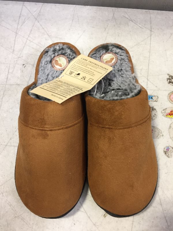 Photo 1 of DL Men's Memory Foam Slippers with Fuzzy Plush Lining, Slip on House Slippers with Indoor Outdoor Anti-Skid Rubber Sole 9-10
