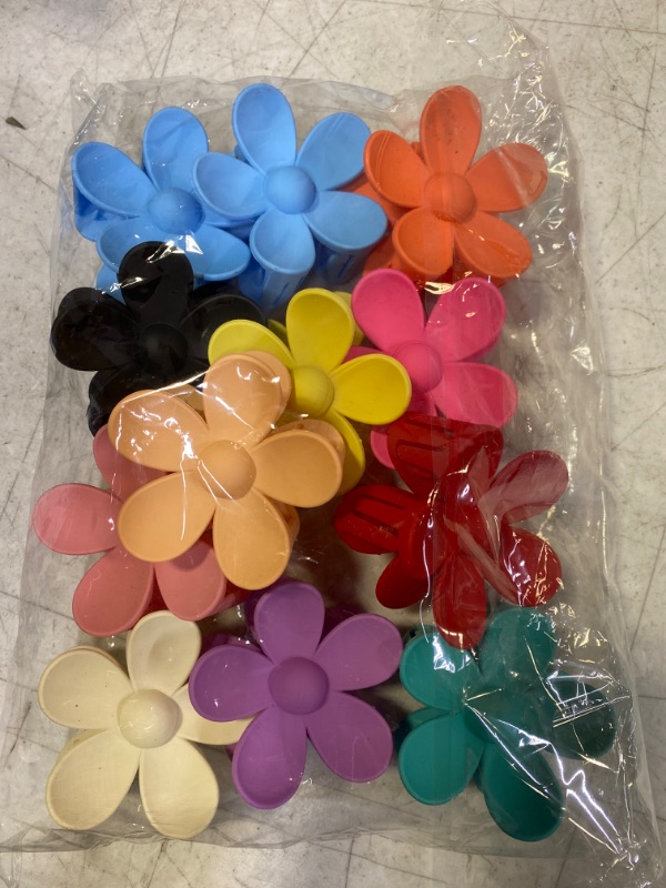 Photo 3 of 12 Pcs Flower Hair Clips, Nonslip Flower Hair Clip for Women Girls, 12 Colors Flower Claw Clips for Thick Hair, Strong Hold Flower Clips for Thin Hair
