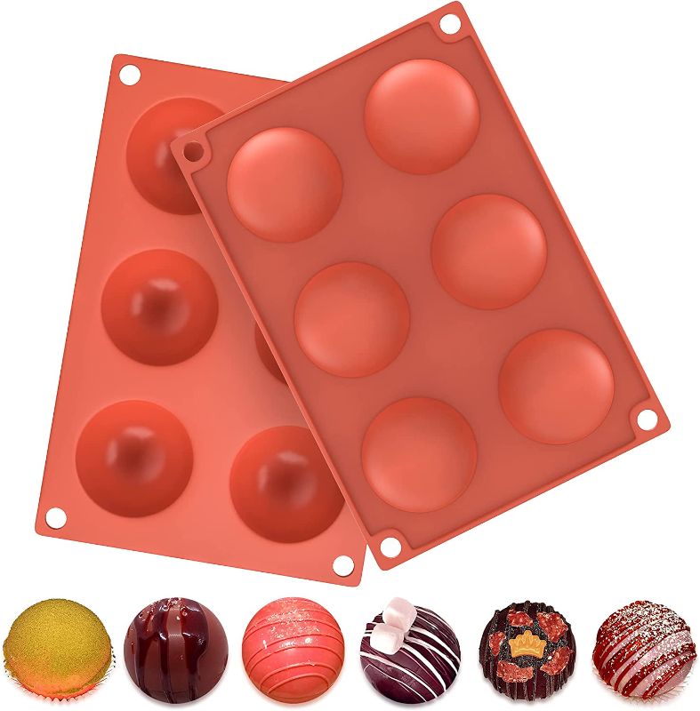 Photo 1 of 1-6 Hole Large Perfect Size Sphere Silicone Mold for Baking, Chocolate Candy Mold-Easy to Use Hot Cocoa Bomb Molds-Extra Fun Round Silicone Cake Pops Baking Mold-Medium Decorative Soap and Candle Mold
