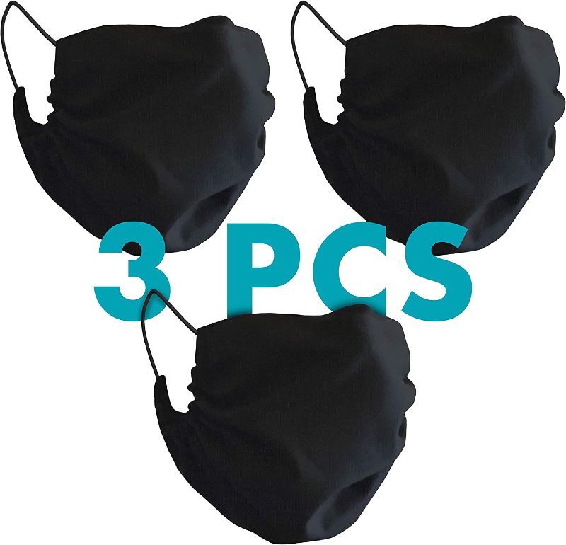 Photo 1 of 3 Pack Cotton Face Cover for Bearded Men XXL Black 3 Pcs with Nose Wire Adjustable Earloop Washable Reusable Holiday Gift for Indoor and Outdoor Party Activities (Sold as Set) (3, XX-Large)
