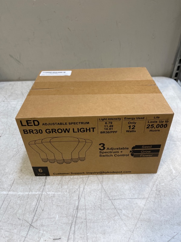 Photo 2 of 6 Pack Selectable Full Spectrum BR30 Grow Light Bulbs for Seeding, Growing, Flowering, 120w Equivalent E26 Base Non-Dim LED Flood Light Bulb for Indoor Flowers, Fruit, Greenhouse, hydroponic
