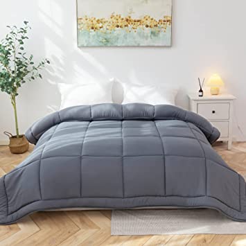 Photo 1 of Beamlike Bed Comforter 300 GSM for Winter - Warm Soft Down Alternative Quilted Duvet Insert - Comforter Reversible with 8 Corner Tabs, Cal King Size (104"x96") Dark Grey
