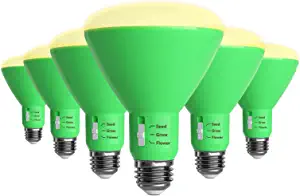 Photo 1 of 6 Pack Selectable Full Spectrum BR30 Grow Light Bulbs for Seeding, Growing, Flowering, 120w Equivalent E26 Base Non-Dim LED Flood Light Bulb for Indoor Flowers, Fruit, Greenhouse, hydroponic

