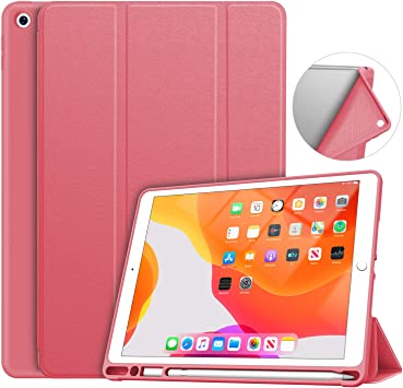 Photo 1 of Soke iPad 7th/8th/9th Generation Case,Compatible iPad 10.2 inch (2019/2020/2021 Releases),iPad Case 10.2 Case with Pencil Holder, Lightweight Smart Cover with Soft TPU Back,Auto Sleep/Wake(Pink)

