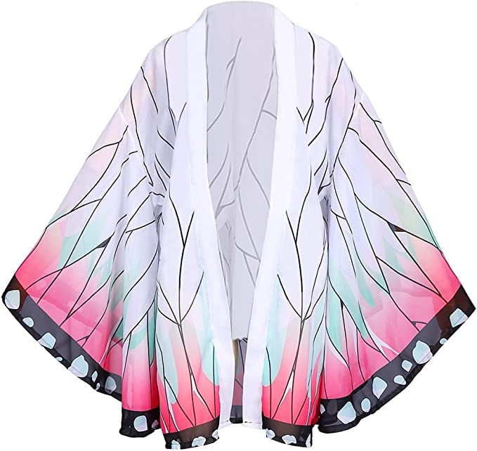 Photo 1 of Aliyacos Demon Slayer Cosplay Shinobu Kimono Robe Cloak Anime Cosplay Cover Up Chiffon Cardigan for Women M