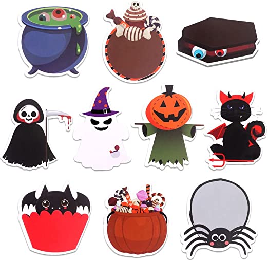 Photo 1 of 10Pcs/300 Sheets Halloween Sticky Notes Cartoon Spooky Sticky Notepad Self-Adhesive Characters Sticky Notepad Ghost Pumpkin Halloween Holiday Bunny Memo Pad for Kids Office Staff Student
