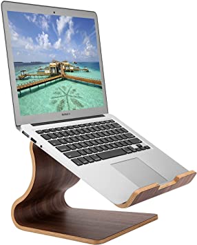 Photo 1 of SAMDI Laptop Holder?Wood MacBook Stand?Sturdy and Stable?No Need to Install a Universal Notebook Cooling Bracket?Compatible with 10-16 inch Laptop, Ergonomic Laptop Stand?Walnut?
