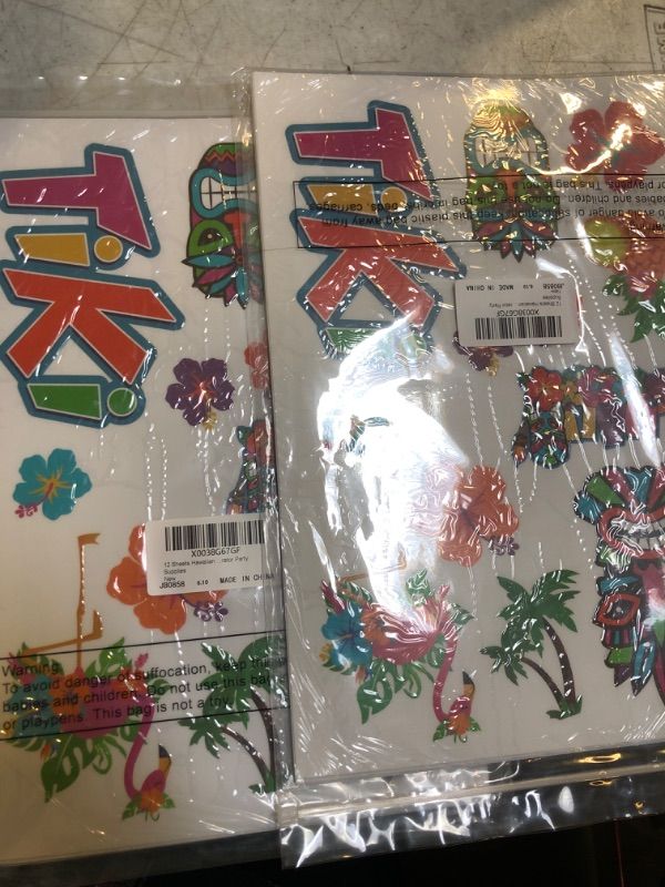 Photo 2 of 12 Sheets Hawaiian Window Clings Tropical Tiki Static Clings Luau Window Decals Summer Aloha Stickers Hawaiian Party Decorations for Window Glass Car Refrigerator Party Supplies
[[PACK OF 2]]
