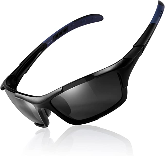 Photo 1 of JON&JONEY Polarized Sports Sunglasses Men's Riding Running Beach Volleyball Tennis TR Anti-UV Black Gray Water Silver