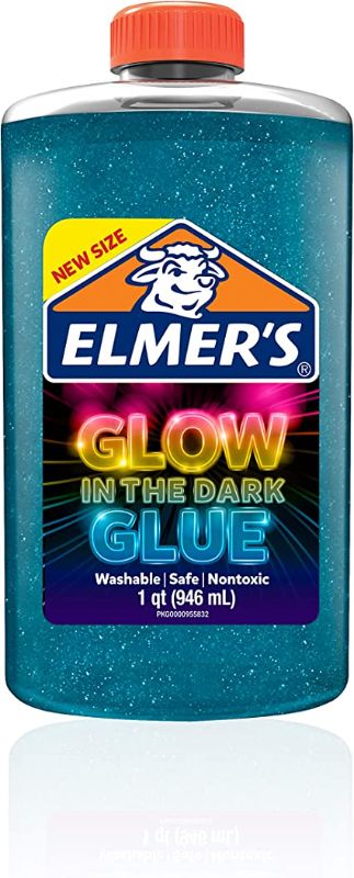 Photo 1 of Elmer’s Glow in The Dark Liquid Glue, Washable, Blue, 1 Quart, Glue for Making Slime 3PCS
