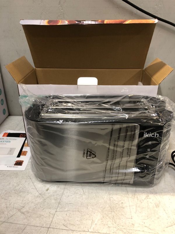 Photo 1 of IKICH Toaster 2 Long Slot, Toaster 4 Slice Stainless Steel, Warming Rack, 6 Browning Settings, Defrost/Reheat/Cancel, Removable Crumb Tray, 1300W +++FACTORY SEALED+++
