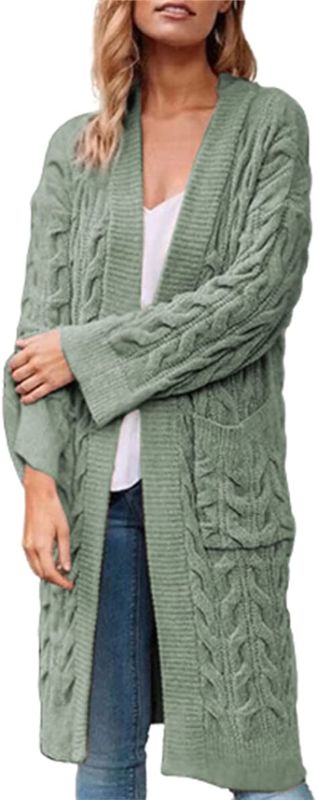 Photo 1 of Aoysky Women's Long Sleeve Casual Loose Cable Knitted Open Front Long Cardigan Sweater Coats with Pockets  SIZE 2XL

