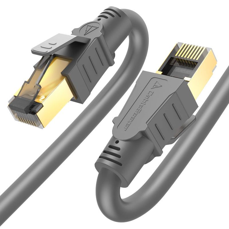 Photo 1 of Cat 8 Ethernet Cable 10 ft, Lastest Heavy Duty High Speed 26AWG 40Gbps SFTP Durable Patch Cord, Professional LAN Shielded Cable, Gold Plated RJ45 Connector for Gaming/Router/Nintendo Switch/Xbox
