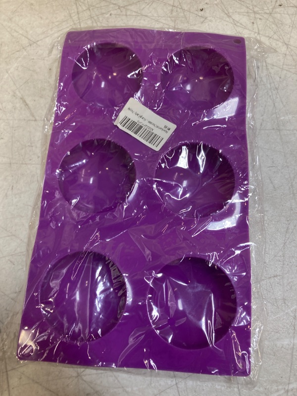 Photo 2 of BAKER DEPOT 6 Holes Hot Chocolate Bomb Mold Dome Silicone Mould For Chocolate Cake Jelly Pudding Handmade Soap Round Shape Circle Cake Moulds Dia: 2 1/2 inches, Set of 2  -- PURPLE --
