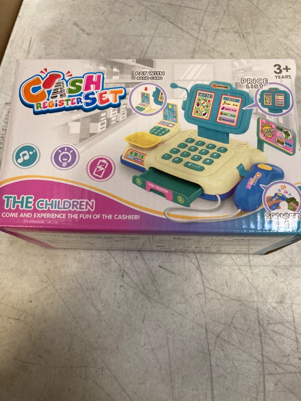 Photo 3 of 216 Pcs Play Money for Kids with Cash Register, Plastic Fake Coins, Fake Play Checkbooks, Credit and Debit Cards, Play Flash Cards  -- FACTORY SEALED --
