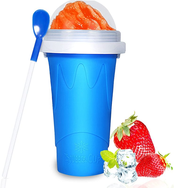 Photo 1 of DIY smoothie cup pinch Cups TIK TOK frozen magic squeeze cup cooling Maker Cup Freeze Mug Milkshake Tools protable smoothie mug
