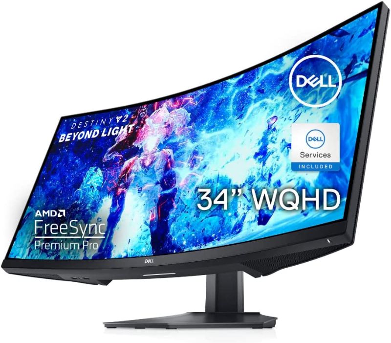 Photo 1 of Dell Curved Gaming Monitor 34 Inch Curved Monitor with 144Hz Refresh Rate, WQHD (3440 x 1440) Display, Black - S3422DWG --------- SCREEN IS INTERNALLY DAMAGED
