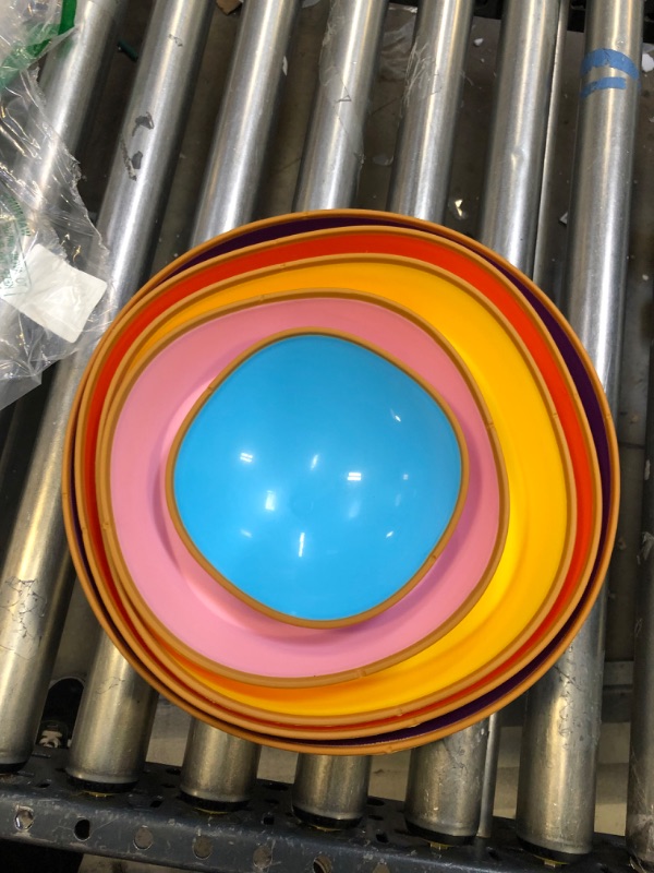 Photo 1 of 5 PIECE MULTICOLORED BOWLS ------- NEEDS CLEANING