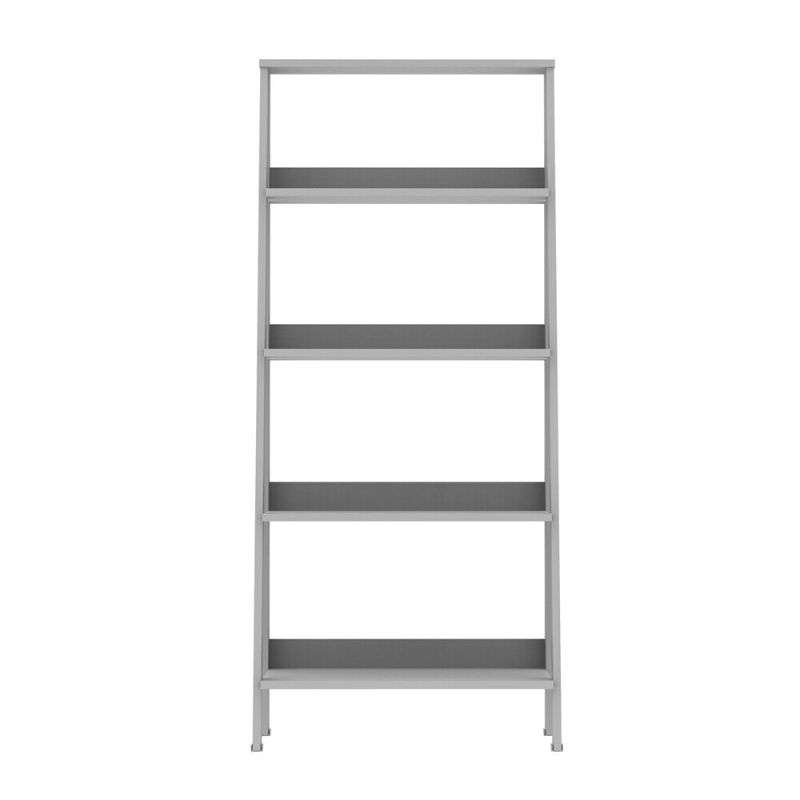 Photo 1 of 55" Wood Ladder Bookshelf in Grey - Walker Edison BS55LDGY
