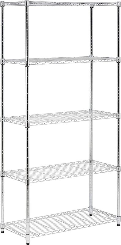 Photo 1 of  Honey-Can-Do 5-Tier Heavy-Duty Adjustable Shelving Unit with 350-lb Shelf Capacity, Chrome SHF-09366 Chrome