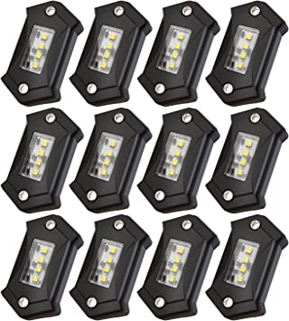 Photo 1 of 12PCS White Rock Lights Kit LED with IP68 Waterproof Shockproof LED Neon Underglow Light for Car Trucks RZR ATV UTV SUV Offroad Boat Jeep Underbody Glow Trail Rig Lamp Super Bright