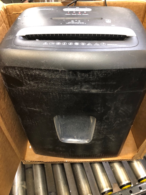 Photo 3 of Amazon Basics 8-Sheet Cross Cut Paper Shredder and Credit Card Shredder with 4.1 Gallon Bin
