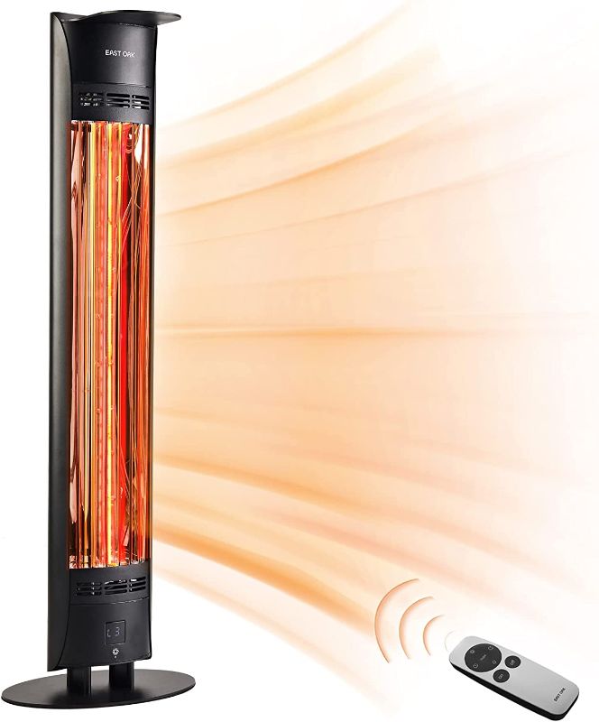 Photo 1 of Outdoor Patio Heater, EAST OAK 1500W Portable Outdoor Indoor Electric Heater with IP65 Waterproof Tip-over Protection 3 Heat Settings & 24 Hours Timing Tower Infrared Heater for Garage Restaurant Use
