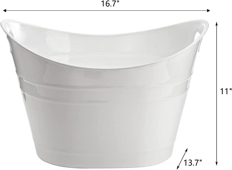 Photo 1 of ZEAYEA Beverage Tub, 18L Plastic Beer Bottle Bucket with Handles, White Party Tub for Drinks, Plastic Ice Bucket for Wine Beer Bottle Cooler