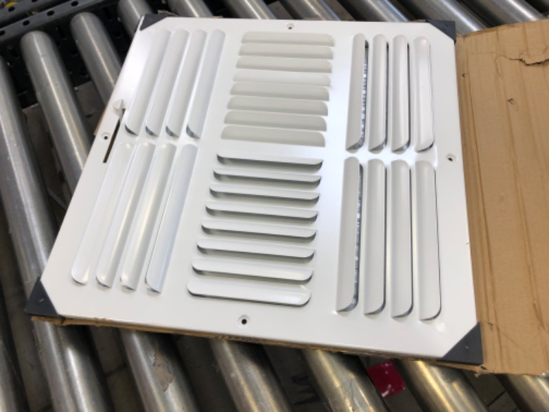 Photo 2 of 14" X 14" 4-Way Fixed Curved Blade AIR Supply Diffuser - Vent Duct Cover - Grille Register - Sidewall or Ceiling - High Airflow - White