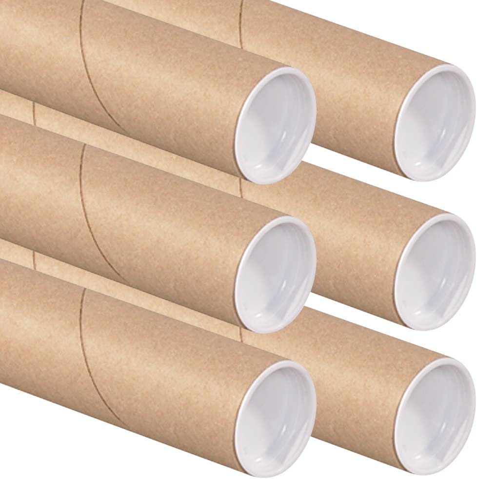 Photo 1 of 24 pack Kraft Mailing Tubes with Cap 2 Inch by 24 Inch Kraft Cardboard Poster Tube for Posters Mailing Shipping Documents Blueprints Art Drawings Storing Protecting