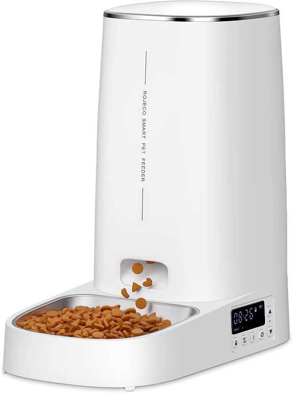 Photo 1 of 
ROJECO Automatic Cat Feeders, 4L Cat Food Dispenser with Meals and Portion Programmable?Detachable Body Design for Cleaning, Dual Power Supply and Low Food...