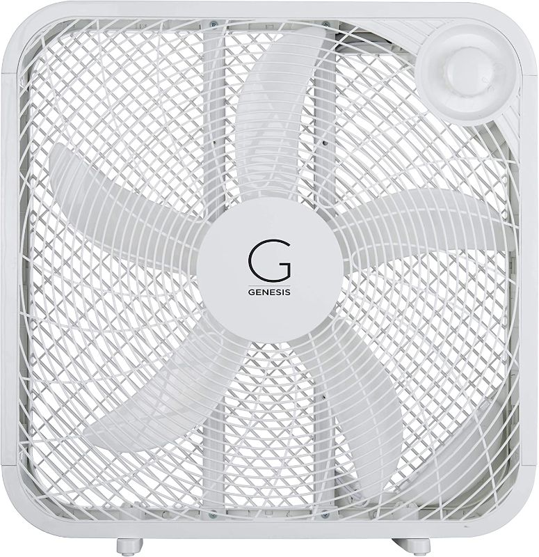 Photo 1 of Genesis 20" Box Fan, 3 Settings, Max Cooling Technology, Carry Handle, White (G20BOX-WHT)

