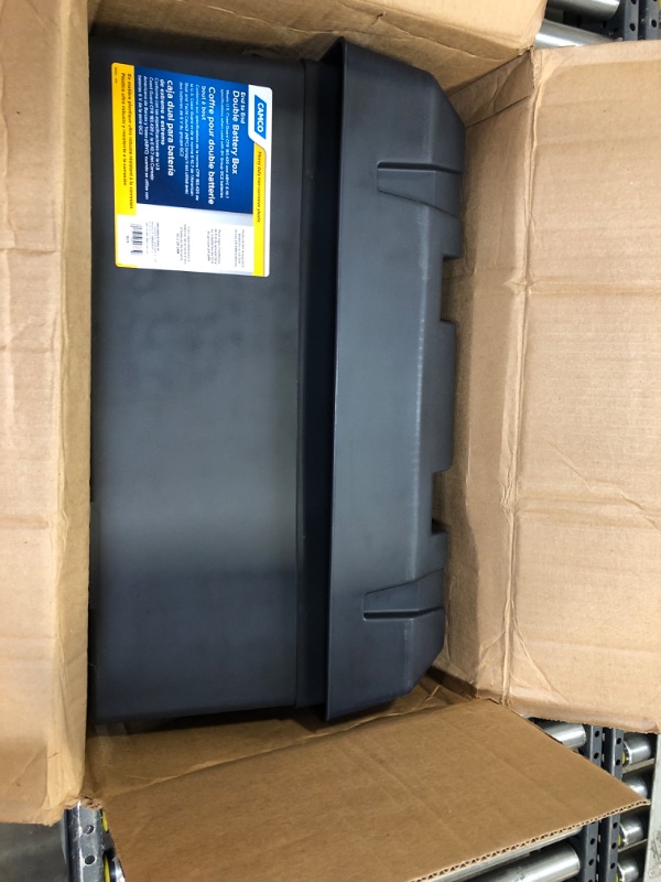 Photo 2 of Camco Heavy Duty Double Battery Box with Straps and Hardware - Group GC2 | Safely Stores RV, Automotive, and Marine Batteries | Measures Inside 21-1/2" x 7-3/8" x 11-3/16" | (55375) Frustration Free Packaging Double Battery Box