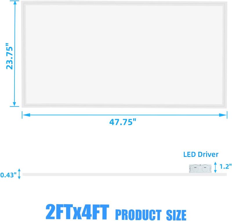 Photo 1 of 2X4 LED Flat Panel LIGHT ,75Watt,0-10V Dimmable,7800 Lumens,5000K Daylight White Color, Drop Ceiling Flat LED Light Panel,Recessed Edge-Lit Troffer Fixture
